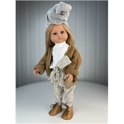 Кукла Нэни, блондинка, в вязаной кофте и повязке "тюрбан", 42 см, арт. 42023