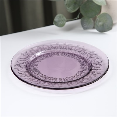Тарелка стеклянная десертная Magistro «Французская лаванда», d=21 см, цвет фиолетовый