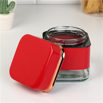 Набор банок стеклянных для сыпучих продуктов «Классика», 500 мл, 9,5×11,8 см, 3 шт, цвет красный
