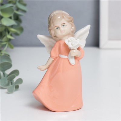 Сувенир керамика "Ангел-девочка в цветном платье с букетом" МИКС 11х6х4 см
