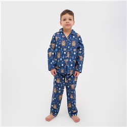 Пижама детская (рубашка, брюки) KAFTAN "Мишки", р. 98-104, синий