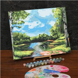 Картина по номерам на холсте с подрамником «Лесной ручей» 40х50 см