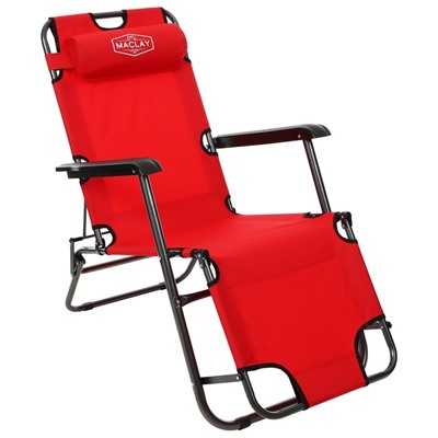 Кресло-шезлонг туристическое, с подголовником 153х60х30 см, до 100 кг, цвет красный