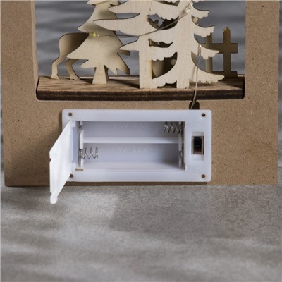 Светодиодная фигура «Дом со снеговиком» 13 × 19 × 3 см, дерево, батарейки АААх2 (не в комплекте), свечение тёплое белое