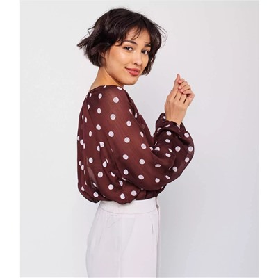 Блузка #КТ6327, коричневый