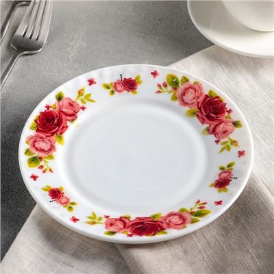 Тарелка десертная Доляна «Поэзия роз», d=17,5 см, стеклокерамика