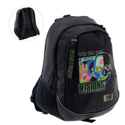 Рюкзак школьный Hatber Sreet Techno visions, 42 х 30 х 20 см, эргономичная спинка, чёрный
