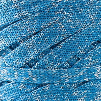 Шнур Риббон с люрексом 85м/170±5 гр ( Голубой, люрекс: Серебро)