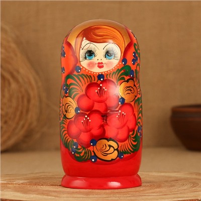 Матрёшка 5-ти кукольная "Галя" оранжевая , 17-18см, ручная роспись.
