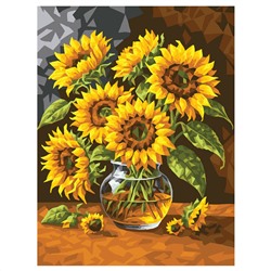 УЦЕНКА - Картина по номерам на картоне ТРИ СОВЫ "Цветы солнца", 30*40, с акриловыми красками и кистями