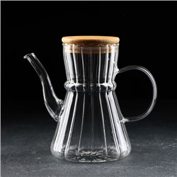 Чайник стеклянный заварочный с бамбуковой крышкой Magistro «Эко. Восток», 800 мл, 18×11,5×17 см, без сита