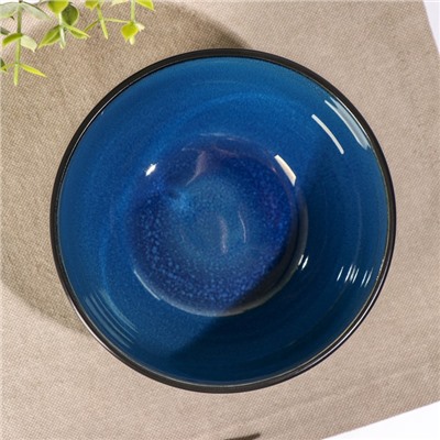 Салатник керамический Доляна «Глянец», d=14 см, цвет синий