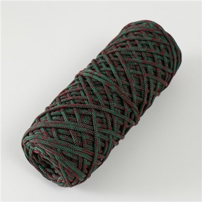 Шнур для вязания 35% хлопок,65% полипропилен 3 мм 85м/165±5 гр ( Вишня/изумруд)