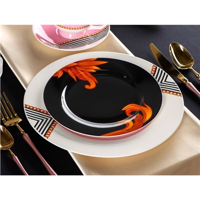 Тарелка фарфоровая десертная Magistro «Миледи», d=20,5 см, цвет чёрный