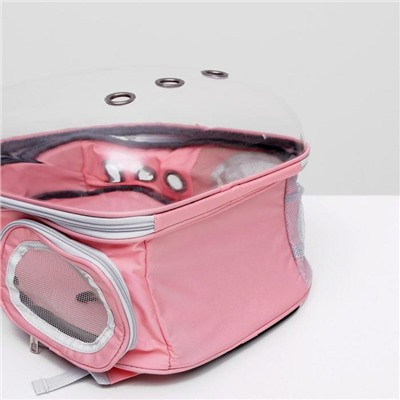 Рюкзак для переноски животных, прозрачный, 31 х 28 х 42 см, розовый