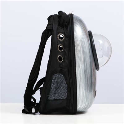 Рюкзак для переноски животных с окном для обзора, 32 х 25 х 42 см, серебристо-чёрный