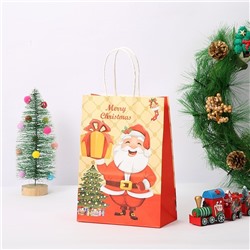Рождество и Новый год | Крафт-пакет "Дед Мороз и елка" / 15х21х8- 15х21х8