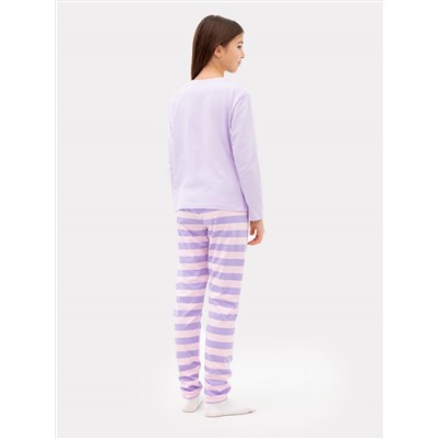 Комплект для девочек (джемпер, брюки) светло-лиловый с розовой полоской