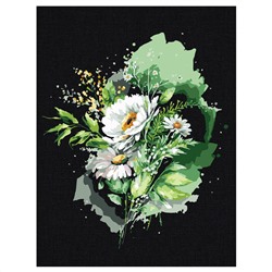 Картина по номерам на черном холсте ТРИ СОВЫ "Цветы", 30*40, c акриловыми красками и кистями