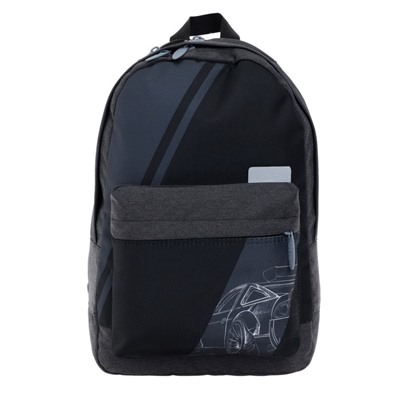 Рюкзак молодёжный, 38 х 28 х 19 см, эргономичная спинка, Calligrata Э "Тачка", чёрный/серый