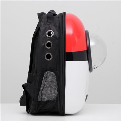 Рюкзак для переноски животных с окном для обзора, 30 х 24 х 42 см, красно-белый