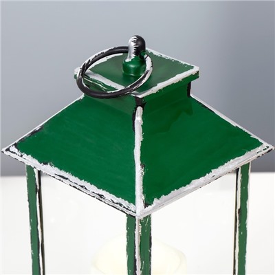 Ночник "Фонарь со свечой" LED от батареек 3хААА зеленый 14х14х29,5 см