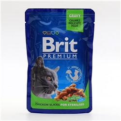 Влажный корм Brit Premium для стерилизованных кошек, курица, пауч 100 г