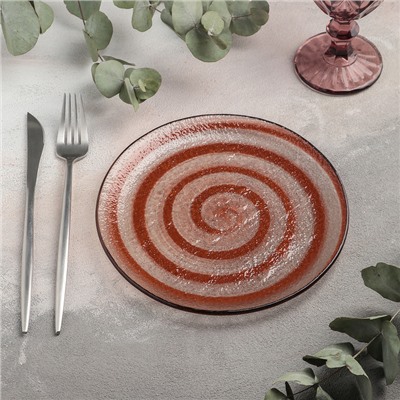 Тарелка стеклянная десертная Magistro «Карамель», d=20 см, цвет оранжевый