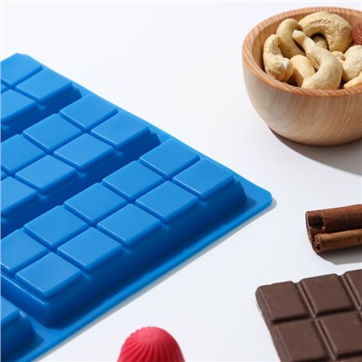 Форма силиконовая для шоколада «Плитка. Мелкие дольки», 26×17×1 см, 6 ячеек, цвет МИКС