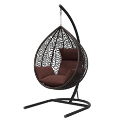 Подвесное кресло «Бароло», капля, цвет коричневый, подушка шоколад, стойка