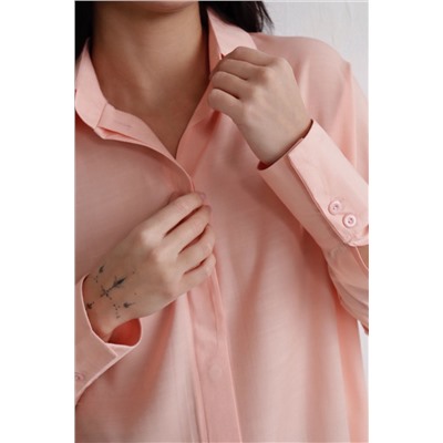 23838 Базовая удлинённая рубашка нежно-розовая (44)
