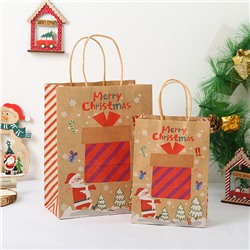 Рождество и Новый год | Крафт-пакет "Маленький Санта и большой подарок" / 15х21х8- 15х21х8