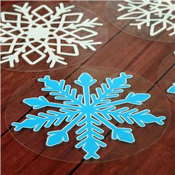 Набор наклеек "Снежинки" 4 наклейки в наборе, сине-голубые и белые, 152 x 152 мм