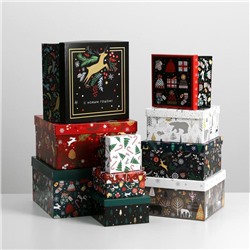 Набор подарочных коробок 10 в 1 «Новогодний», 10.2 × 10.2 × 6‒28.2 × 28.2 × 15 см