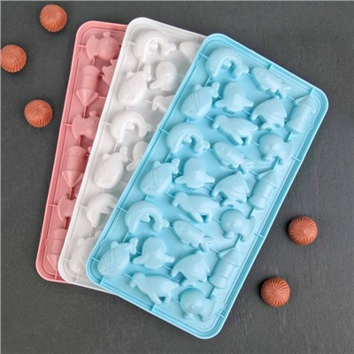 Форма для льда и шоколада «Жители моря», 28×14,5 см, 24 ячейки, цвет МИКС