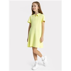 Прямое платье желтого цвета с воротником для девочек