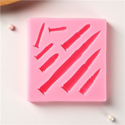 Силиконовый молд Доляна «Гильзы», 7,5×7,2×1,2 см, цвет розовый