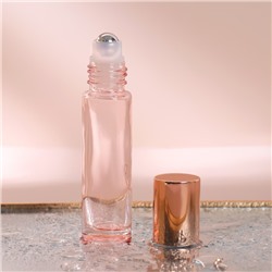 Флакон стеклянный для парфюма, с металлическим роликом, 10 мл, цвет розовый/розовое золото