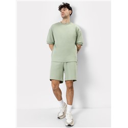 Комплект мужской (футболка, шорты) из интерлока в оливковом цвете