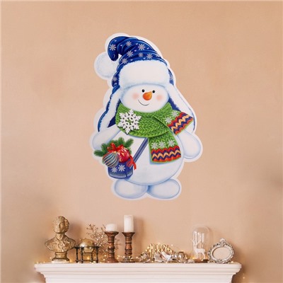 Плакат фигурный "Снеговик" шарф, 35х41см