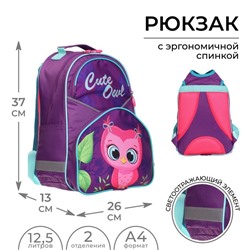 Рюкзак школьный Calligrata «Совушка», 37х26х13 см