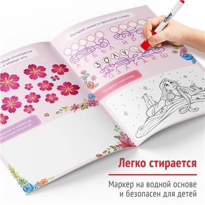 Набор многоразовых книжек «Напиши и сотри», 3 шт по 16 стр., 17 × 24 см, + 3 маркера, Принцессы