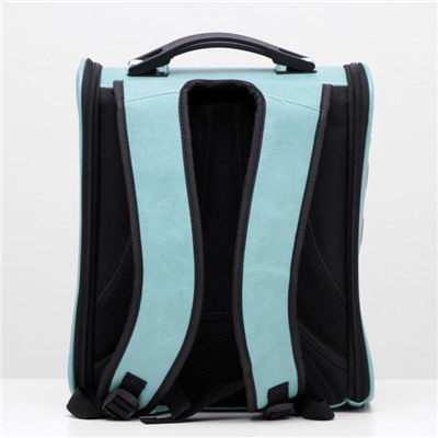 Рюкзак для переноски животных "Элеганс", с окном для обзора, 32 х 18 х 37 см, бирюзовый