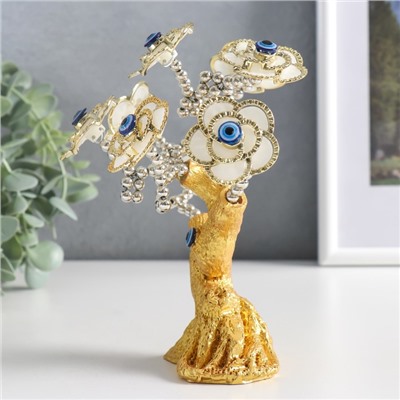 Сувенир от сглаза "Цветущее дерево" золото, белый 13х5х18 см