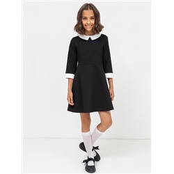 Платье черного цвета с текстильным воротничком для девочек
