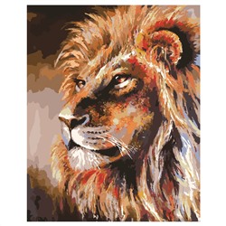 Картина по номерам на холсте ТРИ СОВЫ "Лев", 40*50, с поталью, акриловыми красками и кистями