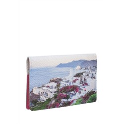 Обложка на паспорт с принтом Eshemoda “Морской городок”, натуральная кожа