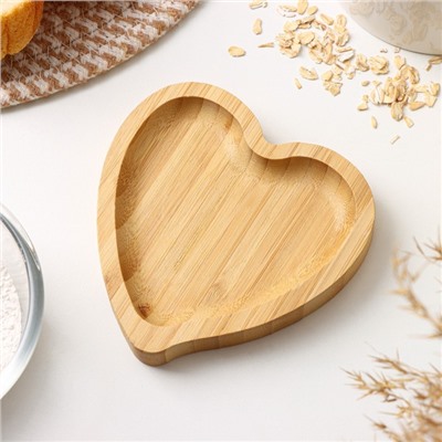 Блюдо для подачи Доляна Striata heart, 13×12,5×2 см, бамбук