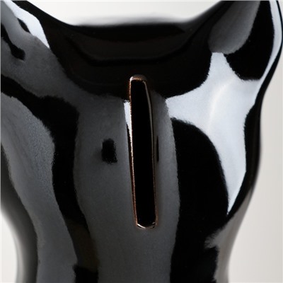 Копилка "Кот сидячий", чёрная, покрытие глазурь, керамика, 30 см