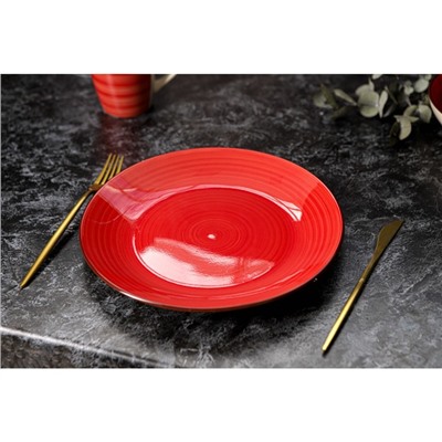 Тарелка керамическая обеденная Доляна «Морской мир», d=27 см, цвет красный